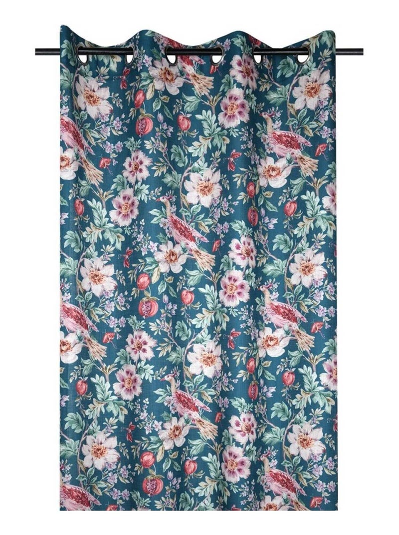 Rideau à œillets 140x260 cm Barjac pétrole Bleu - Kiabi