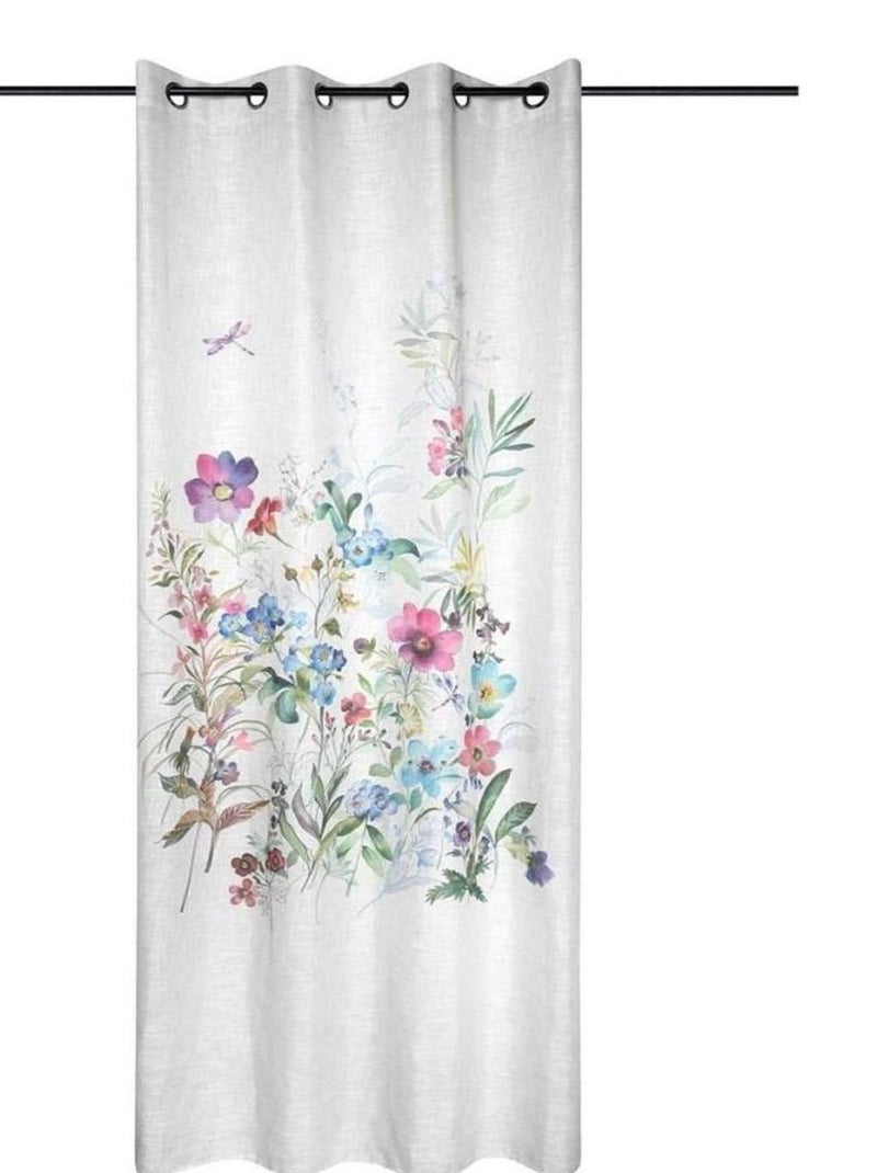 Rideau à œillets 140x260 cm Magnolia Blanc - Kiabi