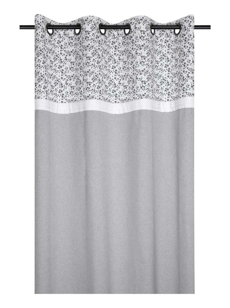 Rideau à œillets 140x260 cm Ombeline gris coton Gris - Kiabi