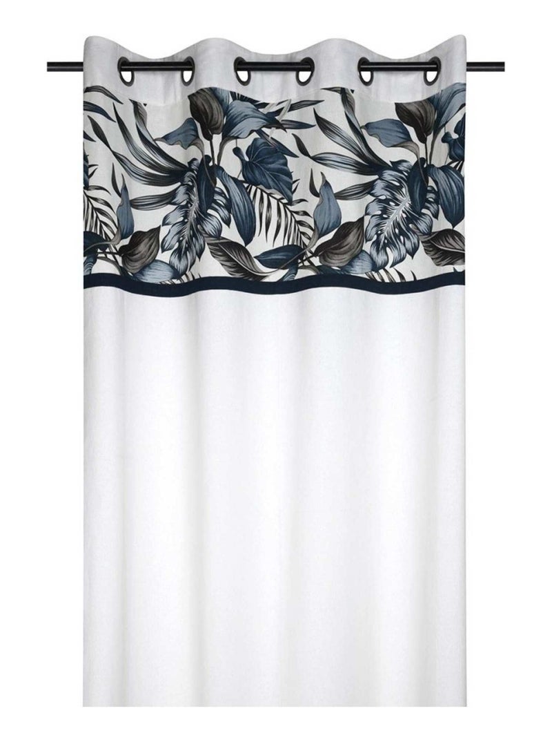 Rideau à œillets 140x260 cm Paraiso bleu coton Bleu - Kiabi
