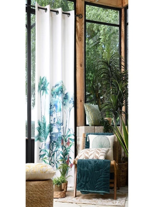 Rideau à œillets 140x260 cm Quito vert - Kiabi
