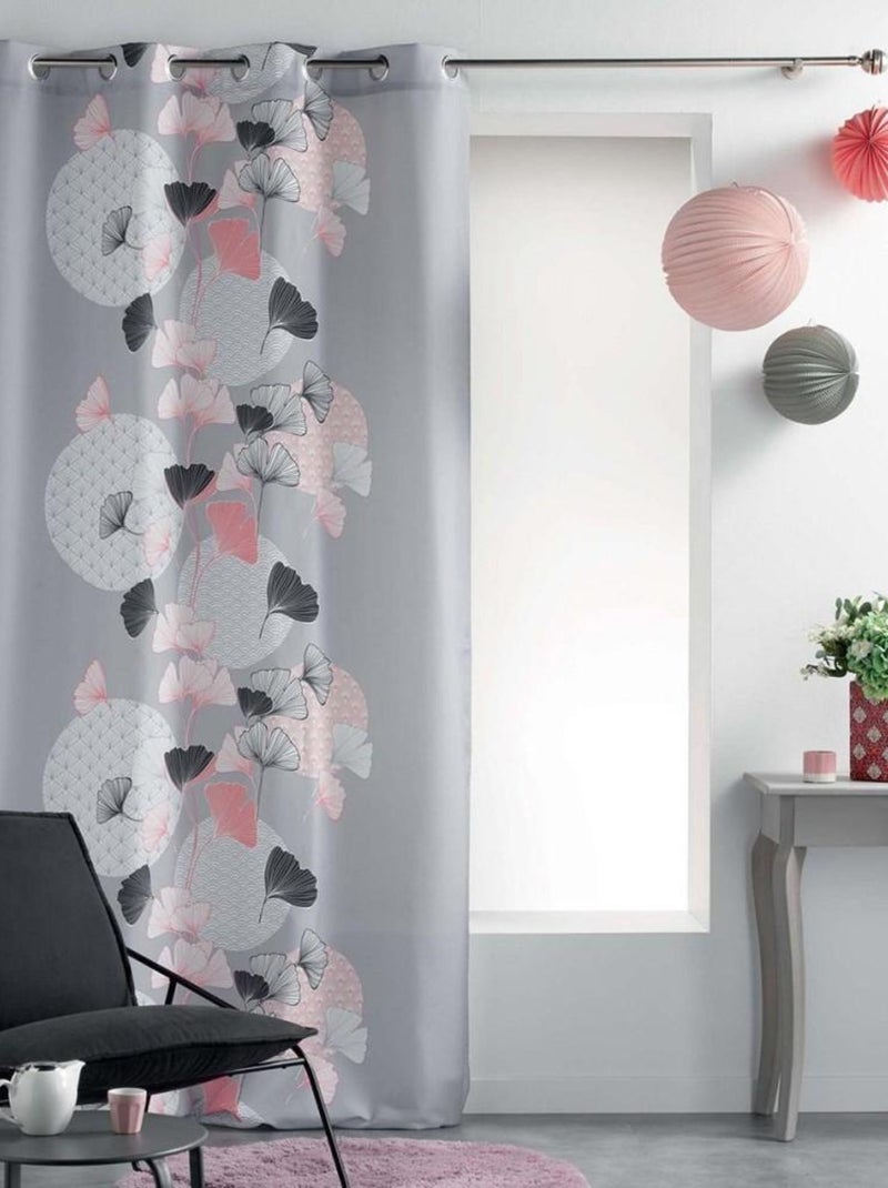 Rideau à œillets 140x260 Eden blush gris Rose - Kiabi