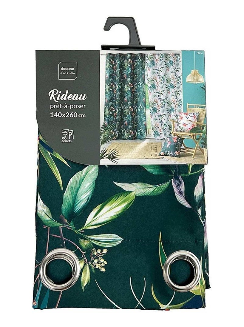 Rideau à œillets 140x260 Féerie émeraude Vert - Kiabi