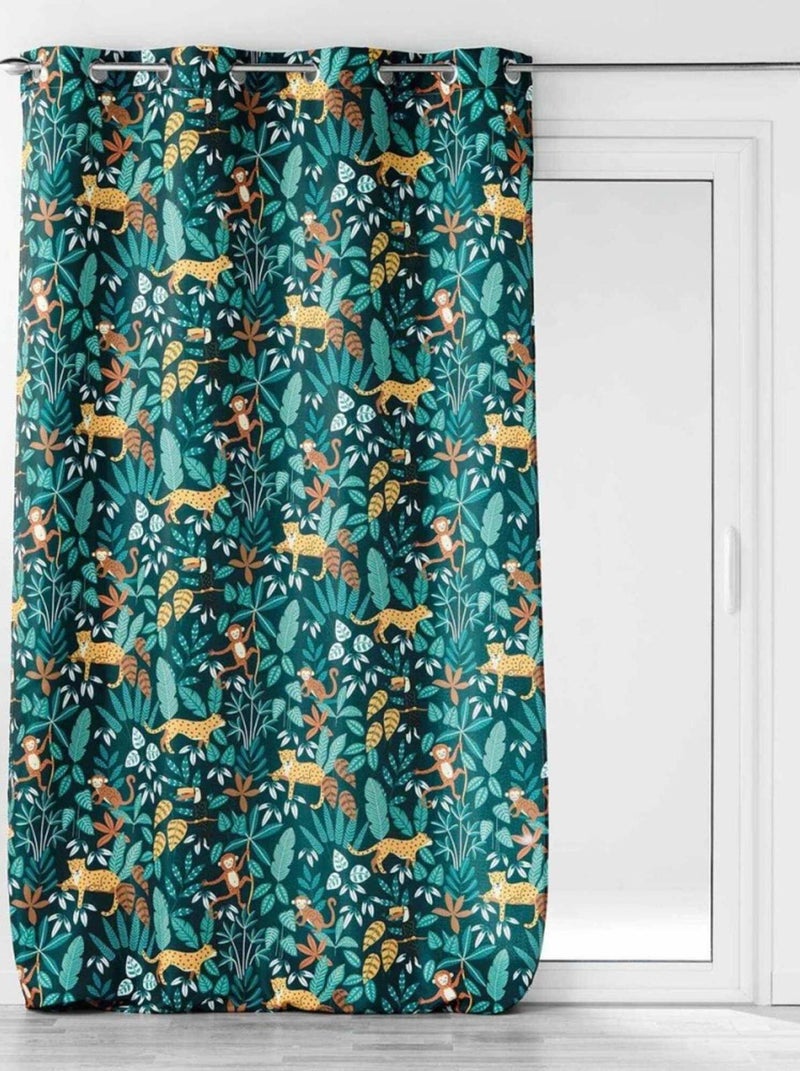 Rideau à œillets 140x260 Jungle Story bleu Bleu - Kiabi