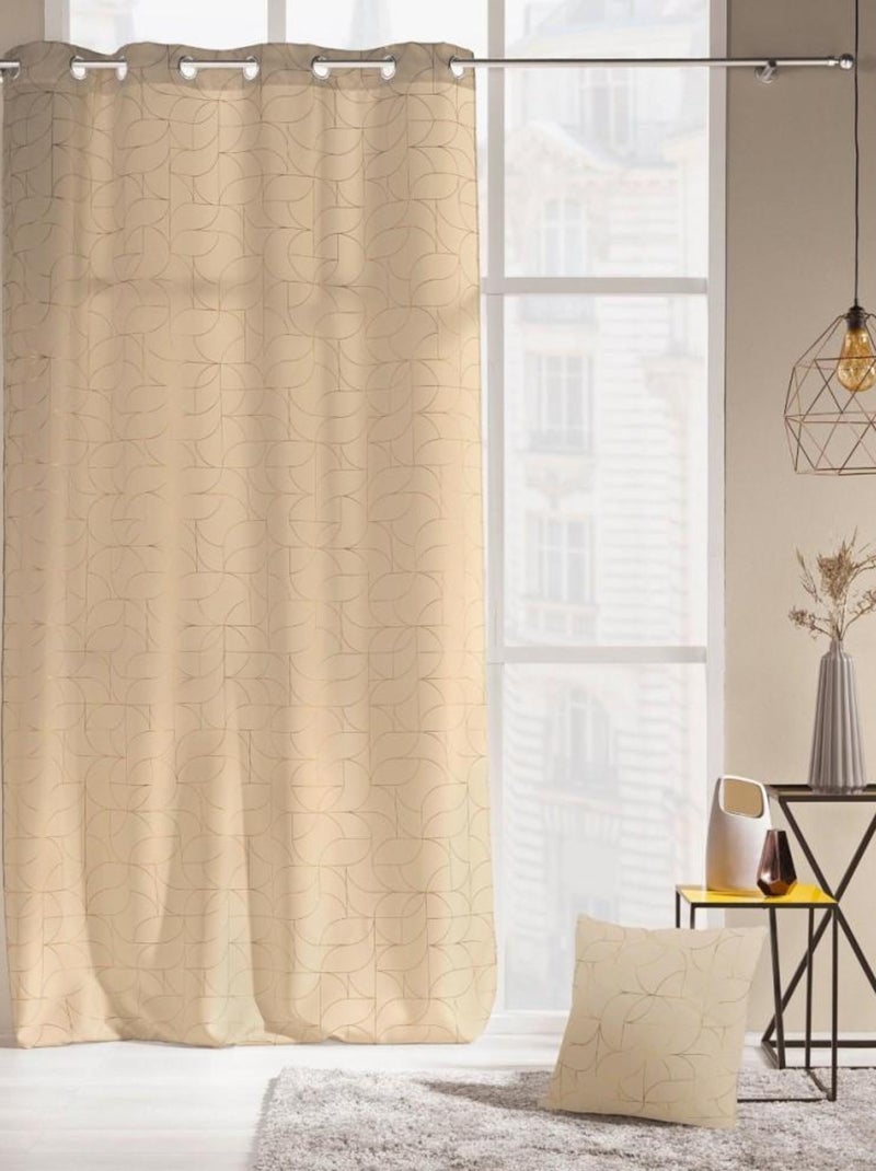 Rideau à œillets 140x260 LOUXOR imprimé métallisé Beige - Kiabi