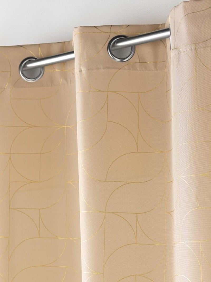 Rideau à œillets 140x260 LOUXOR imprimé métallisé Beige - Kiabi