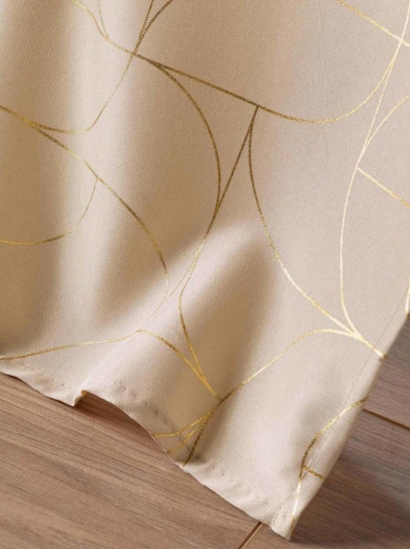 Rideau à œillets 140x260 LOUXOR imprimé métallisé Beige - Kiabi