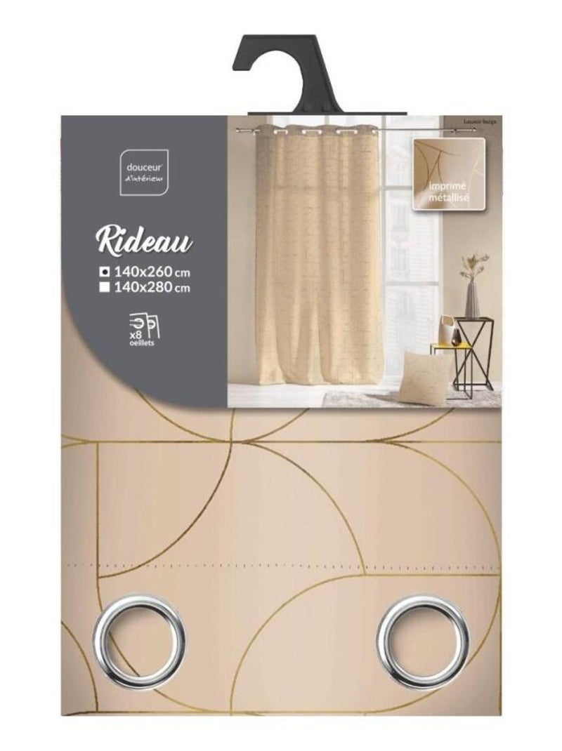 Rideau à œillets 140x260 LOUXOR imprimé métallisé Beige - Kiabi