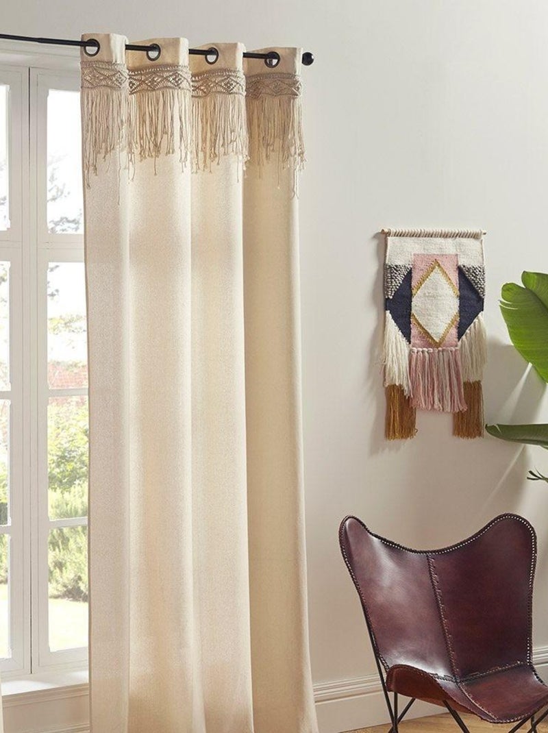 Rideau à œillets 140x260 macramé Ritual Beige - Kiabi
