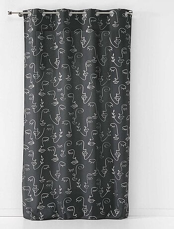 Rideau à œillets 140x260 métallisé Arty line anthracite argent - Kiabi