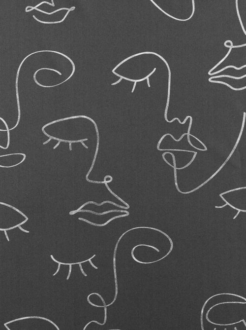 Rideau à œillets 140x260 métallisé Arty line anthracite argent - Kiabi