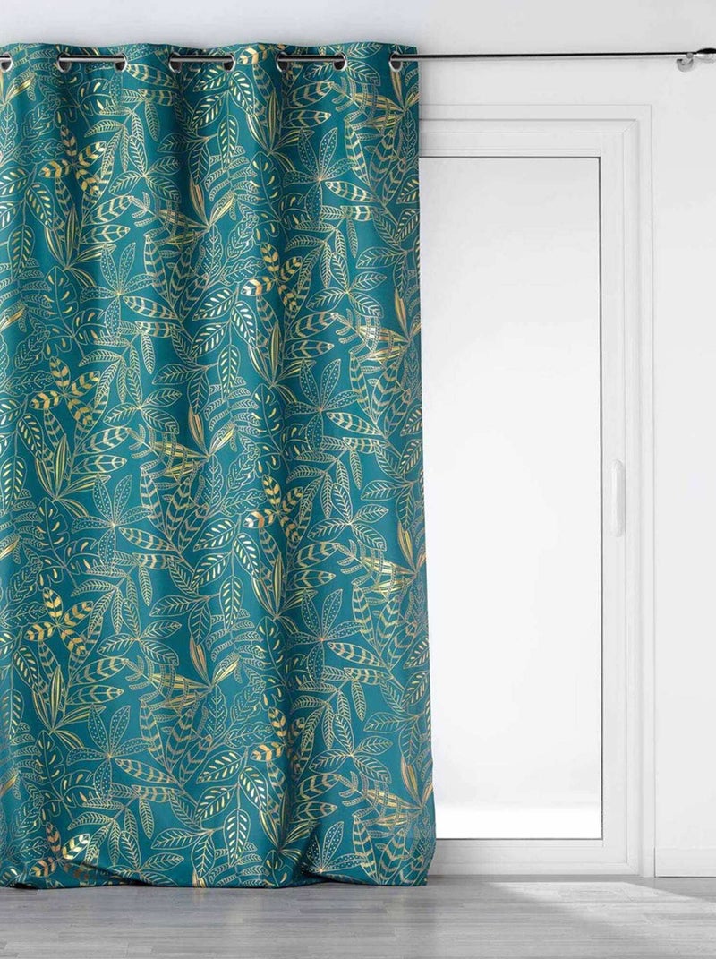 Rideau à œillets 140x260 métallisé Belflor émeraude or Vert - Kiabi