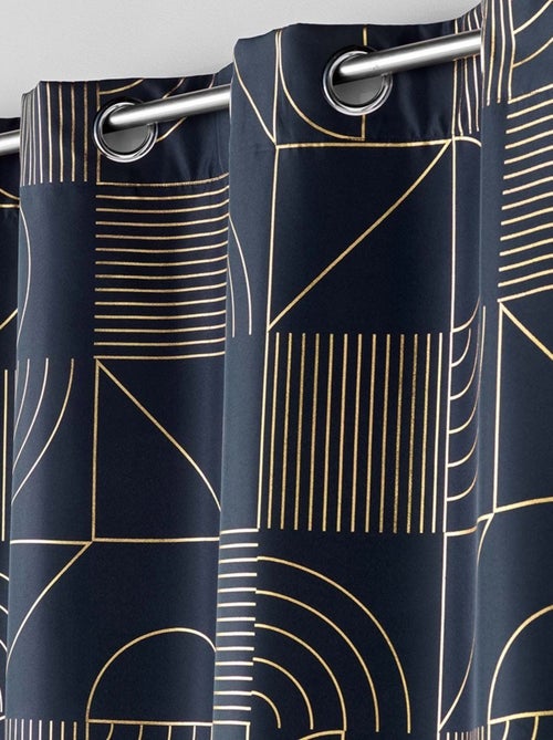 Rideau à œillets 140x260 métallisé Lineor marine or - Kiabi