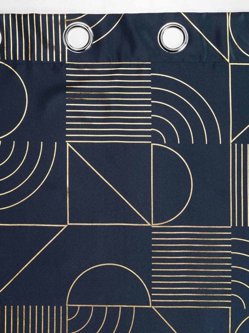 Rideau à œillets 140x260 métallisé Lineor marine or - Kiabi