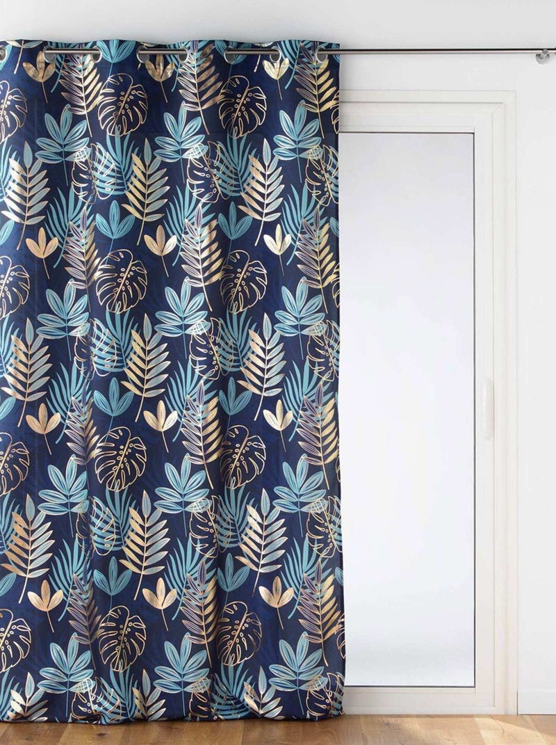 Rideau à œillets 140x260 métallisé Ornella bleu Bleu - Kiabi