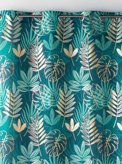 Rideau à œillets 140x260 métallisé Ornella émeraude - Kiabi