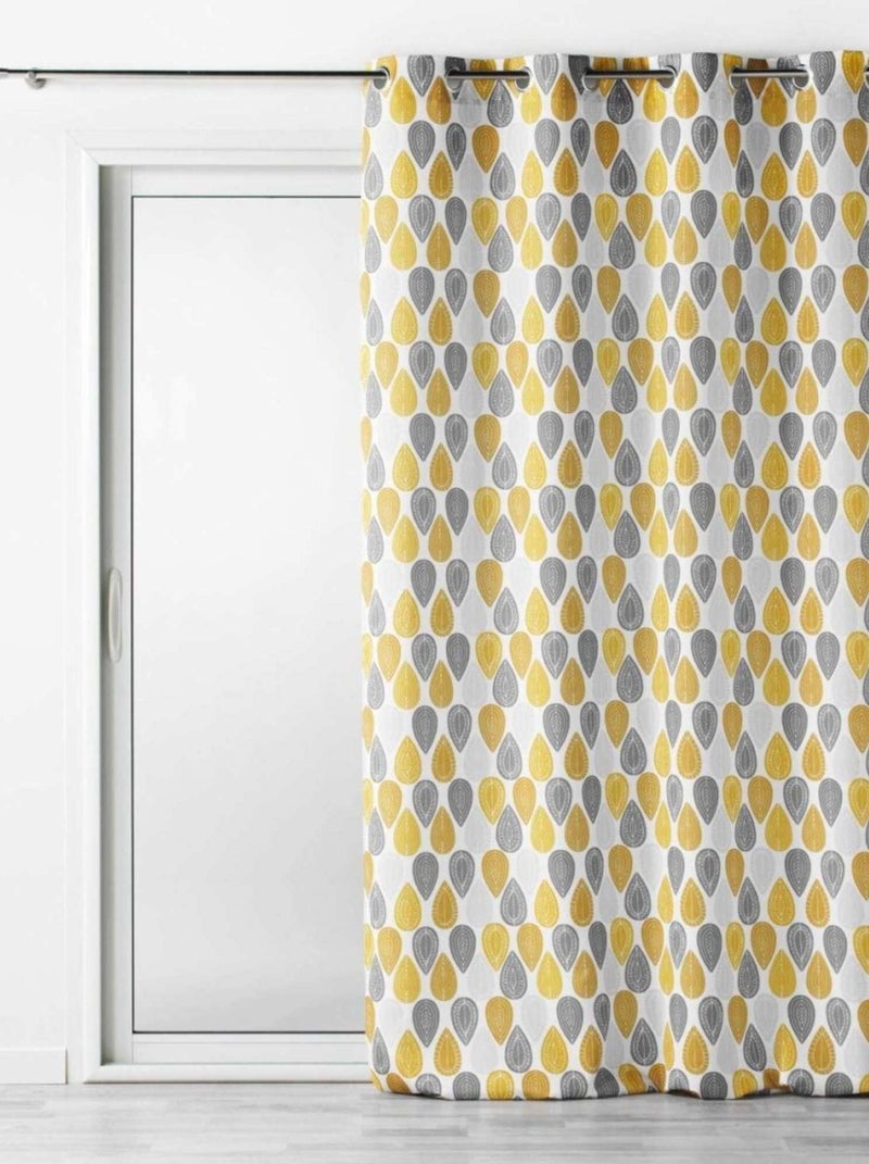 Rideau à œillets 140x260 Palpito Jaune/Blanc Blanc - Kiabi