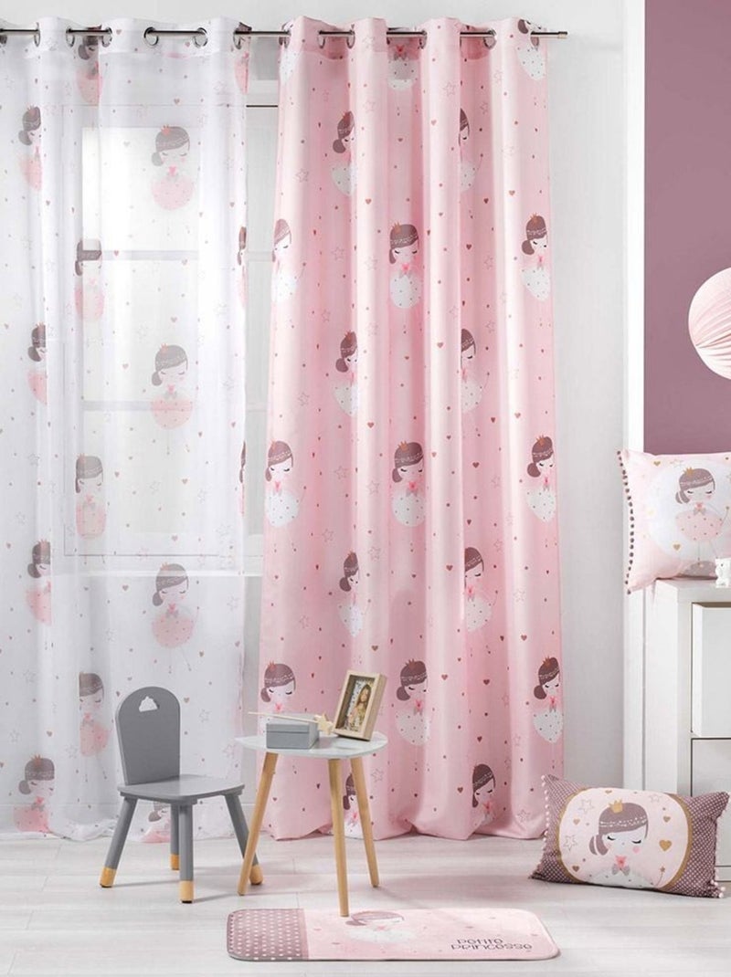 Rideau à œillets 140x260 Petite princesse rose Rose - Kiabi