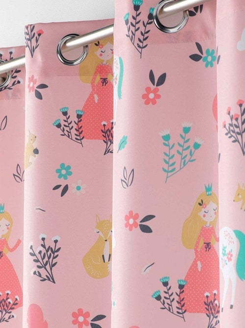 Rideau à œillets 140x260 Princesse Licorne rose - Kiabi
