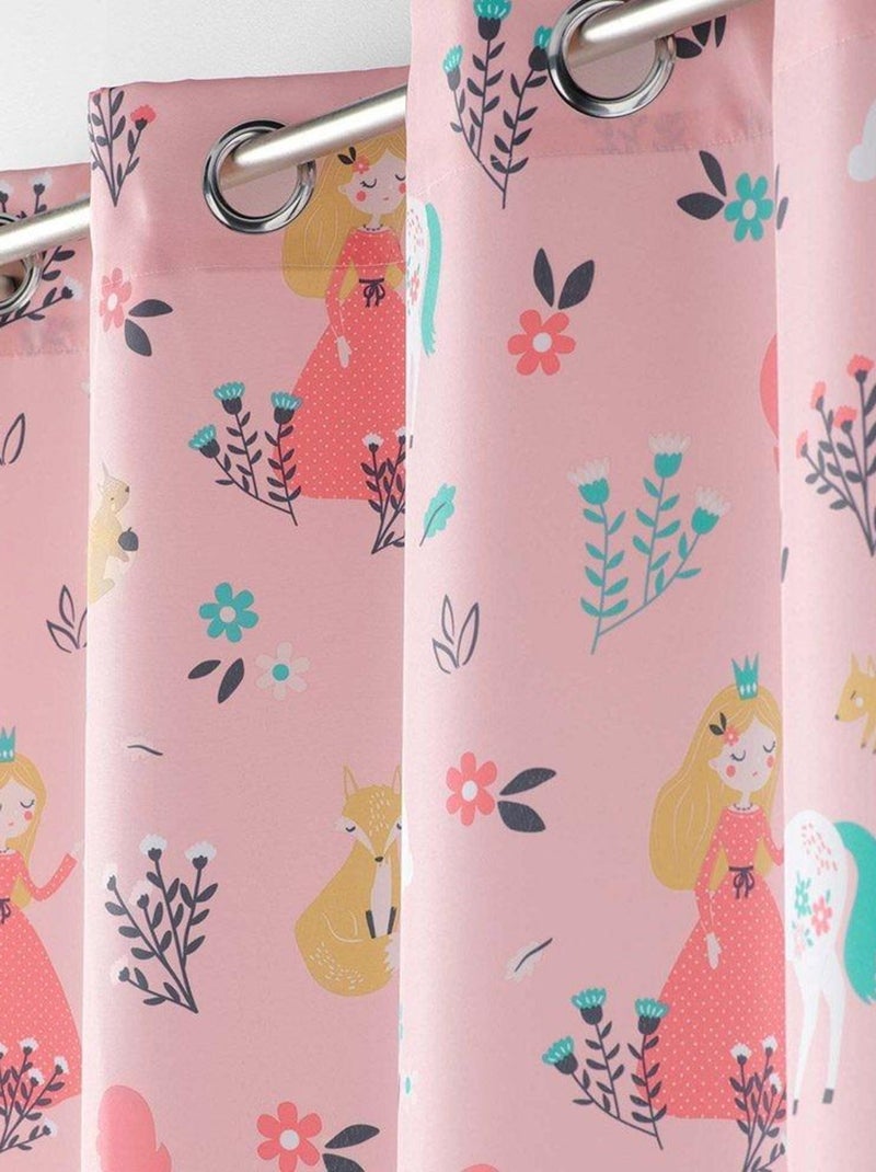 Rideau à œillets 140x260 Princesse Licorne rose Rose - Kiabi
