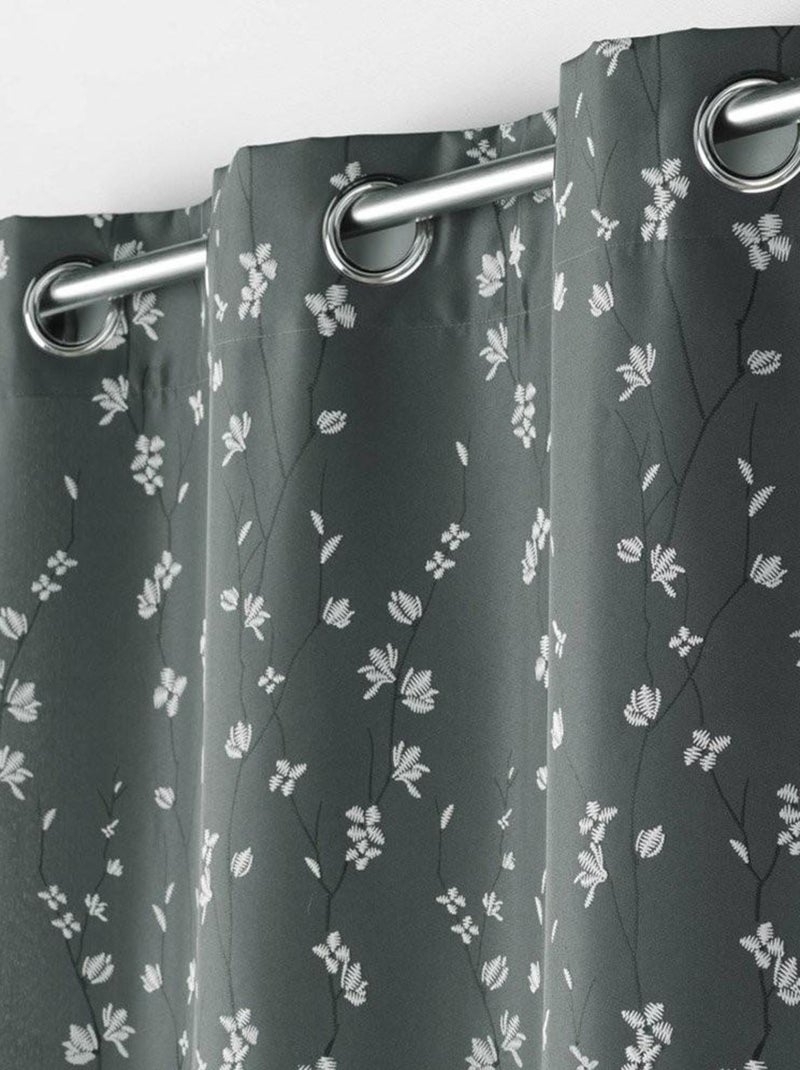 Rideau à œillets 140x260 Sakura anthracite Gris - Kiabi