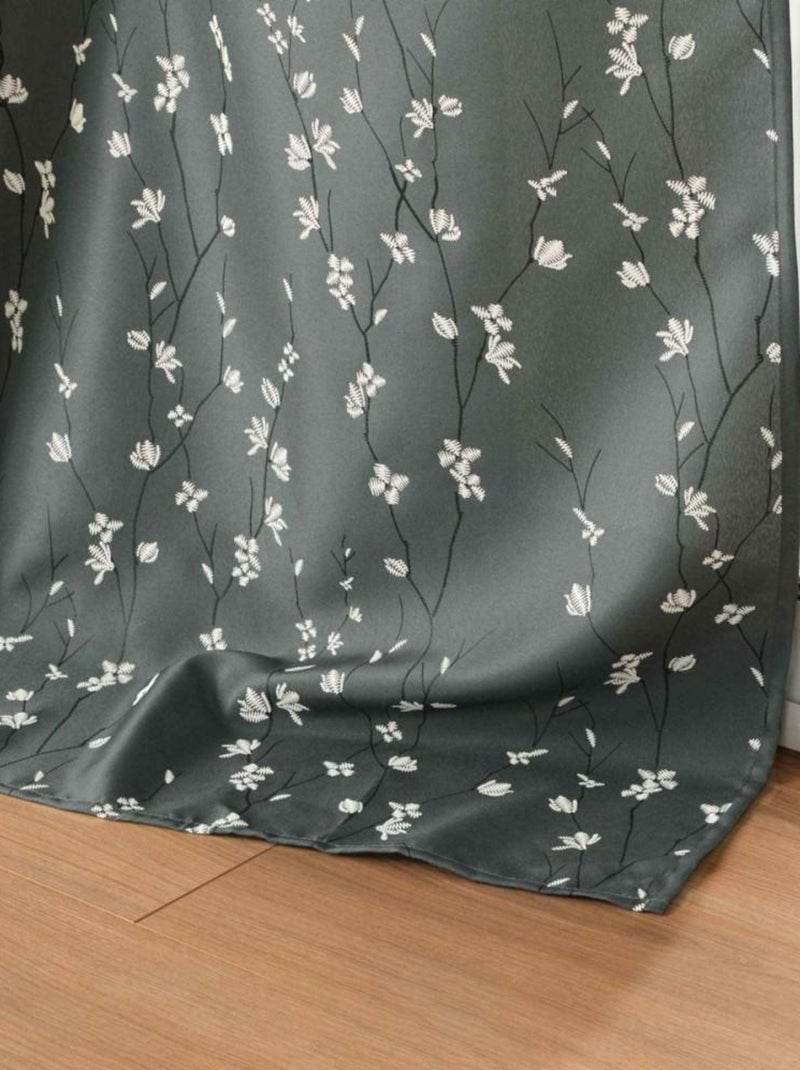 Rideau à œillets 140x260 Sakura anthracite Gris - Kiabi