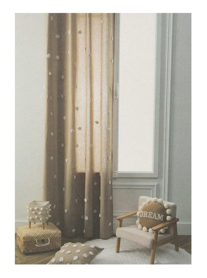 Rideau à œillets 140x260 tufté coton Beige - Kiabi