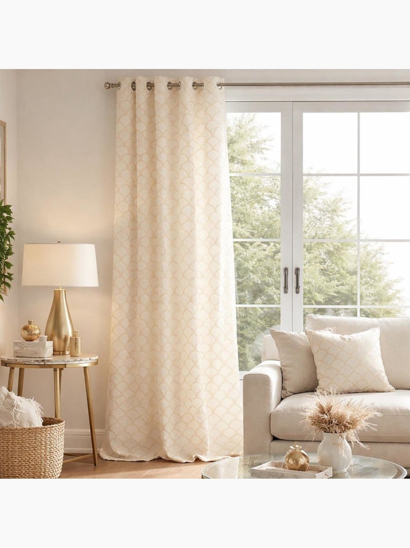 Rideau à œillets 140x280 cristy imprimé métallisé Beige - Kiabi