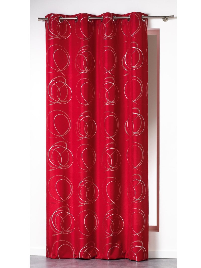 Rideau a oeillets Argent bully Rouge - Kiabi