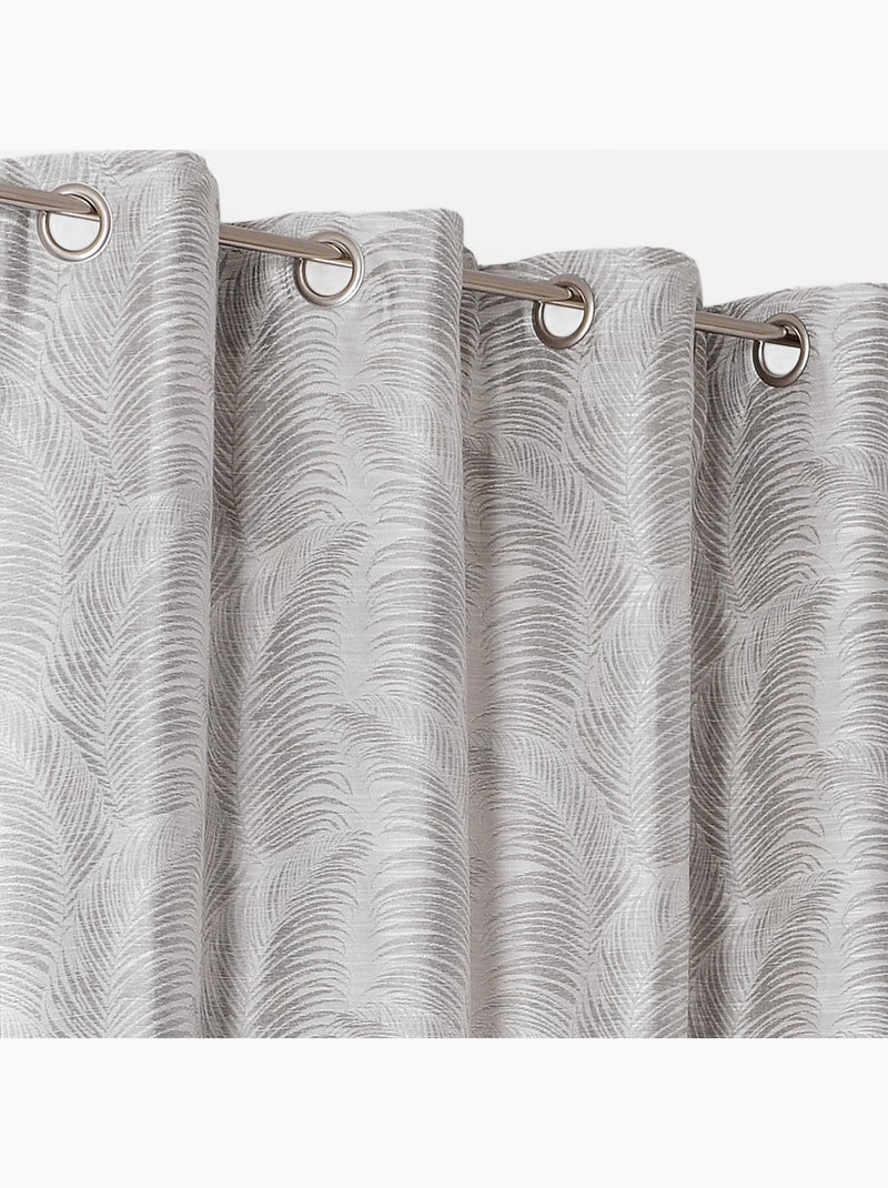 Rideau à oeillets aux motifs palmes Gris - Kiabi