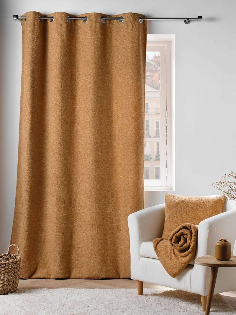 Rideau à œillets BELI - Bouclette unie Marron - Kiabi