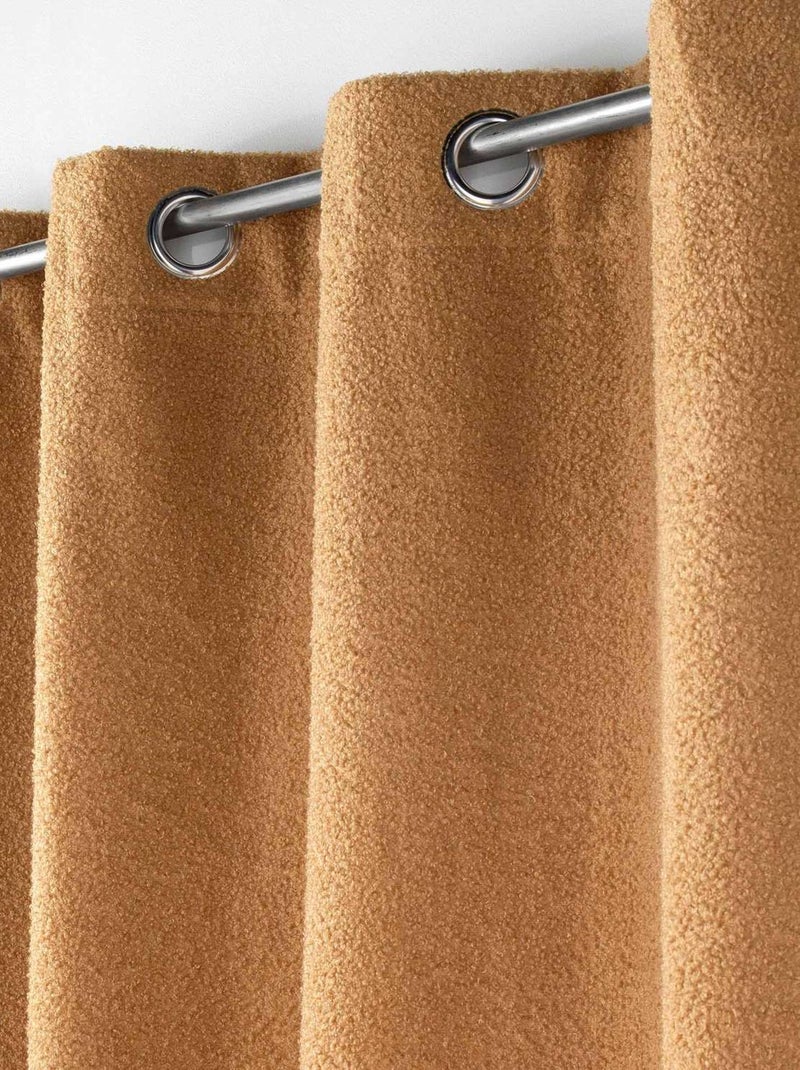 Rideau à œillets BELI - Bouclette unie Marron - Kiabi