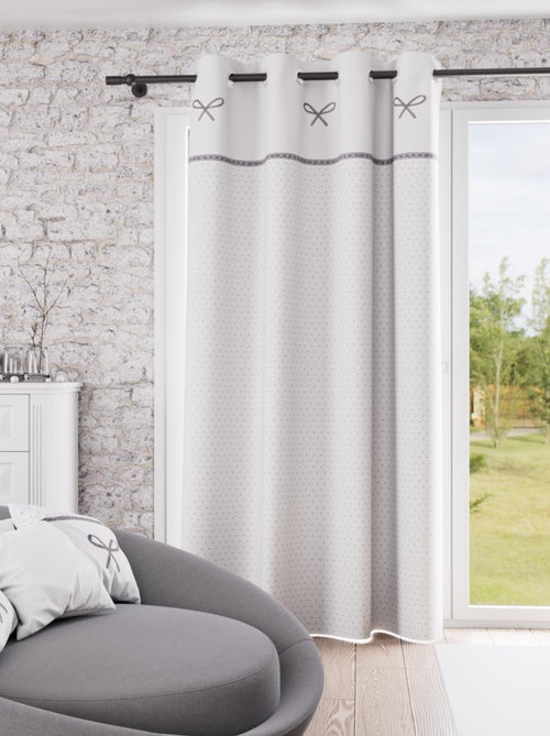 Rideau à oeillets brodé en coton 135x250 cm EMILIE, par Soleil d'ocre - Kiabi