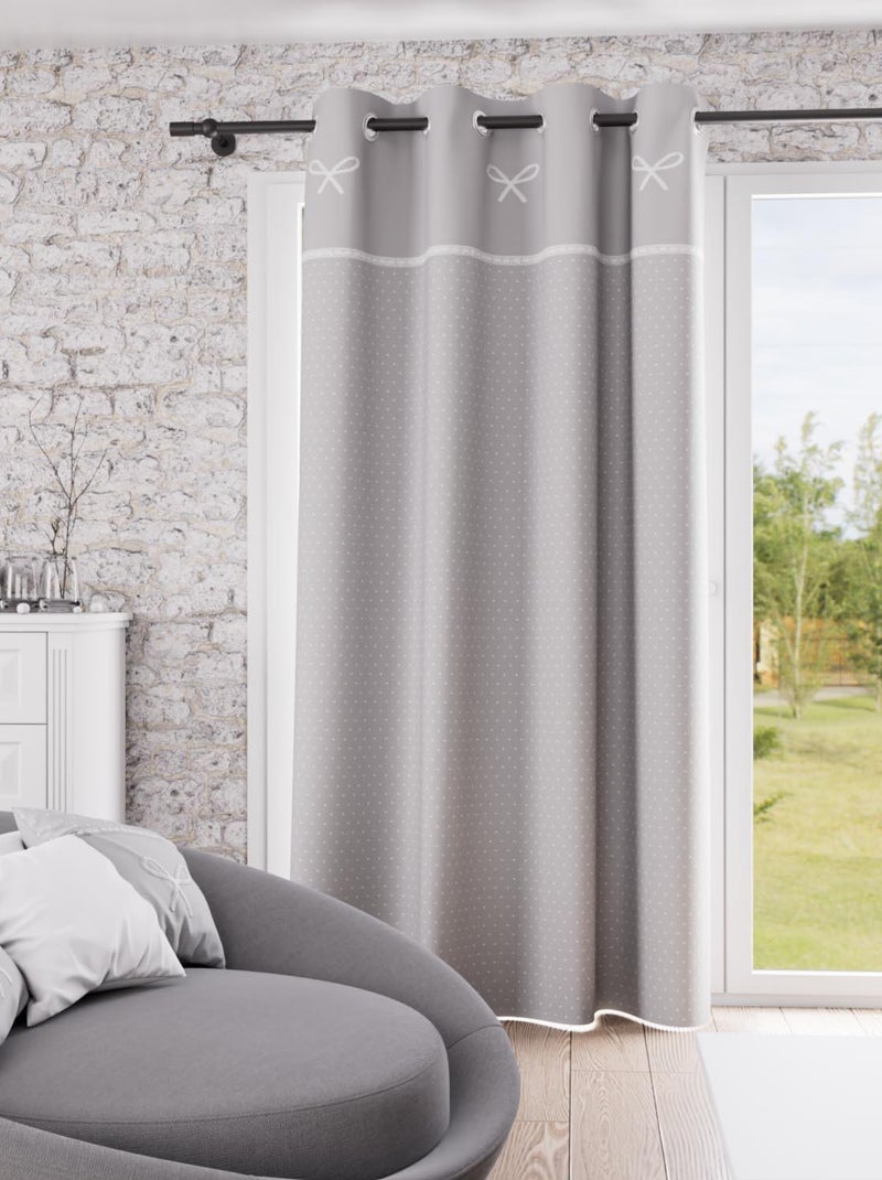 Rideau à oeillets brodé en coton 135x250 cm EMILIE, par Soleil d'ocre Gris - Kiabi