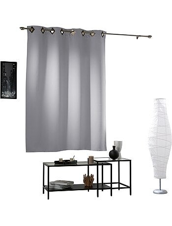 Rideau a oeillets carres cocoon gris clair 140 x 180 cm