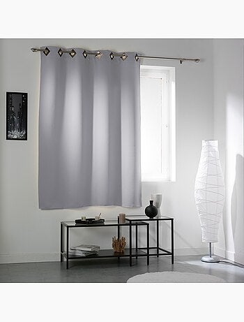 Rideau a oeillets carres cocoon gris clair 140 x 180 cm