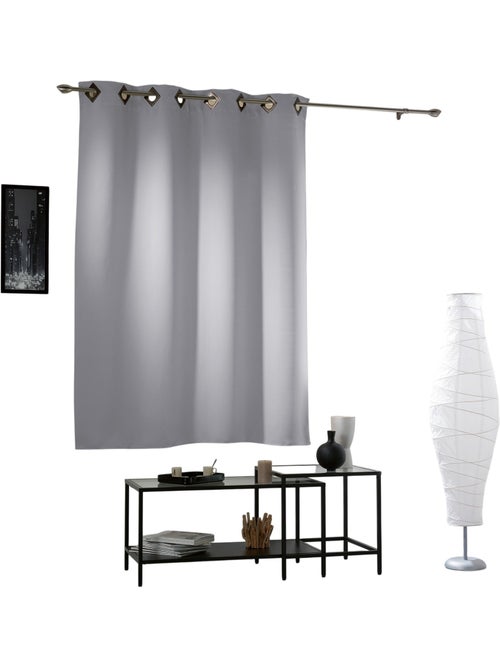 Rideau a oeillets carres cocoon gris clair 140 x 180 cm - Kiabi