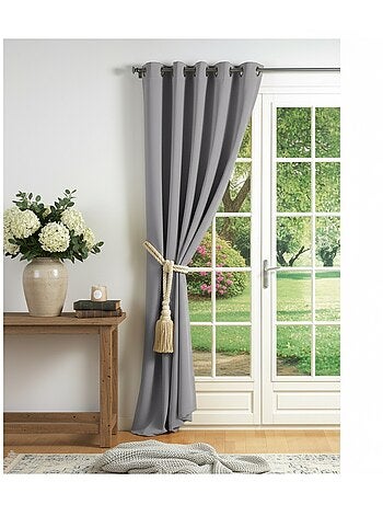 Rideau à oeillets carres Cocoon Gris Clair 140 x 260 cm