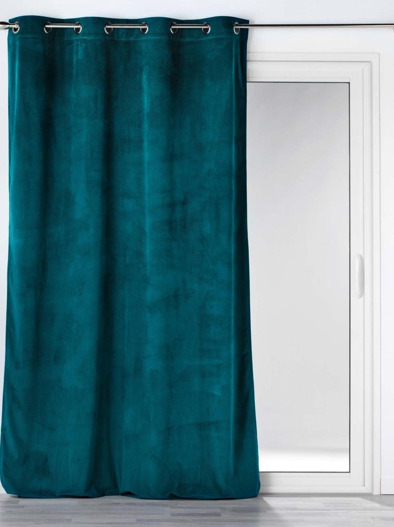 Rideau à œillets casual sauge velours côtelé uni Bleu pétrole - Kiabi