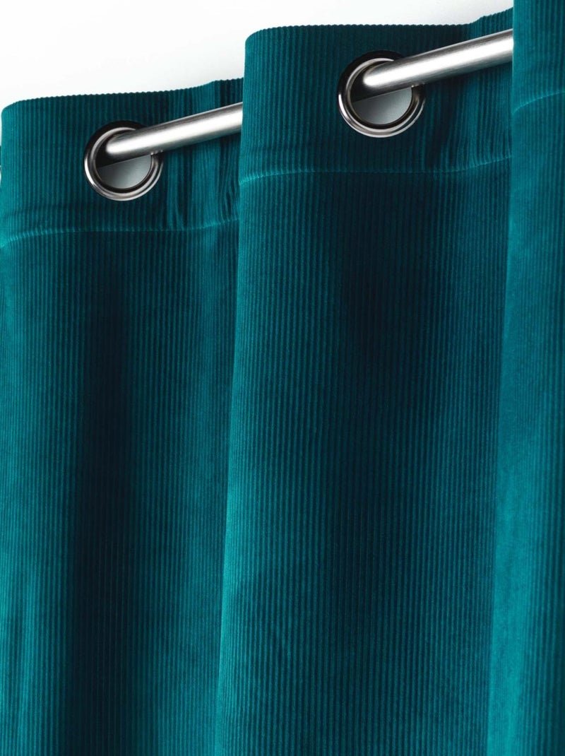 Rideau à œillets casual sauge velours côtelé uni Bleu pétrole - Kiabi