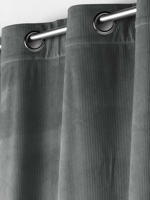 Rideau à œillets casual sauge velours côtelé uni - Kiabi