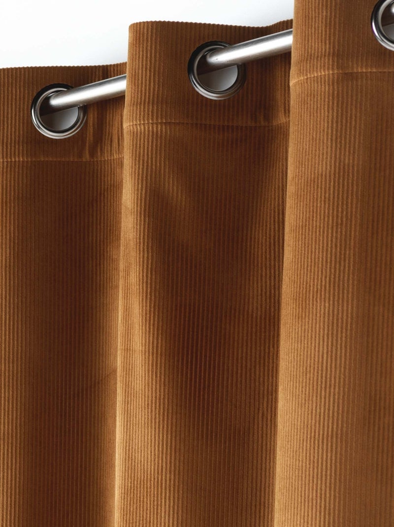 Rideau à œillets casual sauge velours côtelé uni Marron tabac - Kiabi
