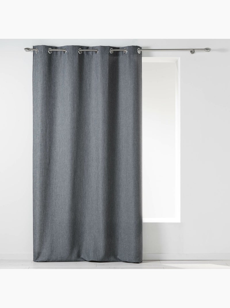 Rideau a oeillets chambray uni newton gris anthracite - Kiabi