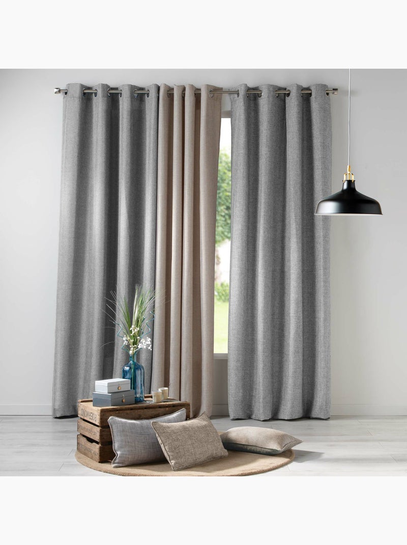 Rideau à Œillets – Chambray Uni Select Gris - Kiabi