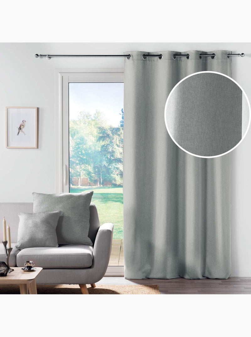 Rideau a oeillets chambray uni solena Gris - Kiabi