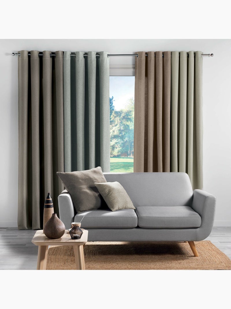 Rideau a oeillets chambray uni solena Gris - Kiabi