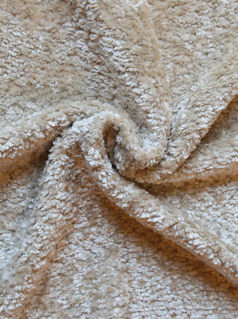 Rideau à oeillets chenille  - Effet peluche Beige - Kiabi