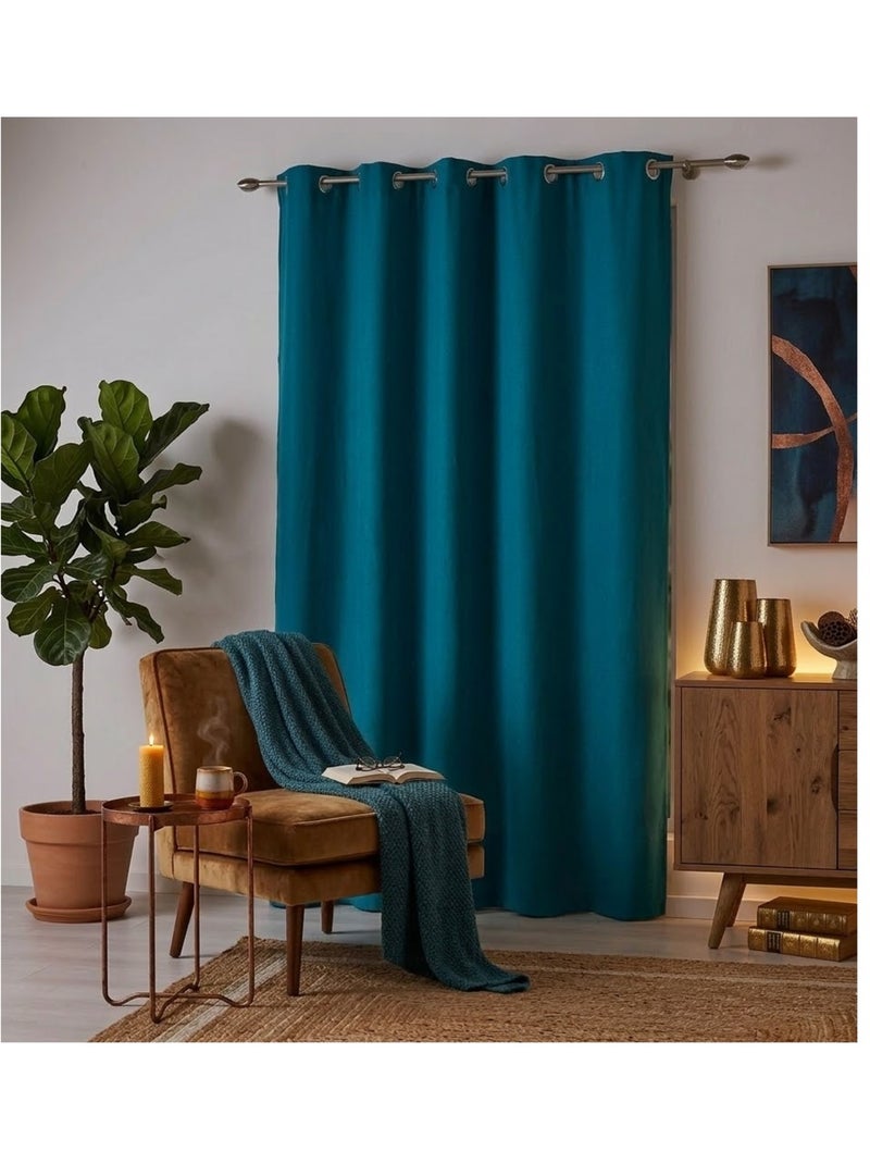 Rideau a oeillets Collection Absolu Bleu - Kiabi