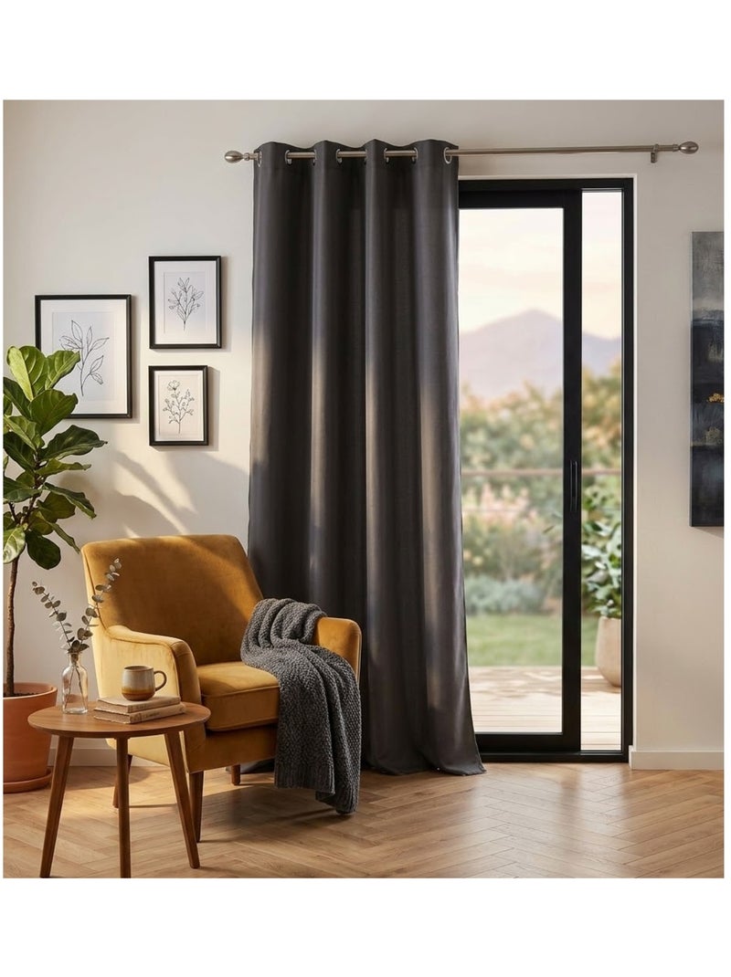 Rideau a oeillets Collection Absolu gris anthracite - Kiabi
