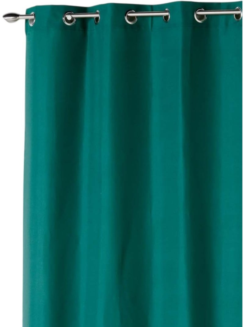 Rideau a oeillets Collection Absolu Vert émeraude - Kiabi